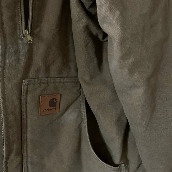 Carhartt Canvas Jacket Mens Brown Heavy Sherpa Lined USA Sz 2X EUC